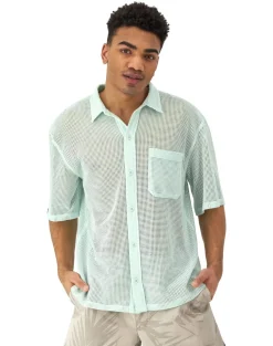 Champion : Mesh Button Down Shirt - Spearmint