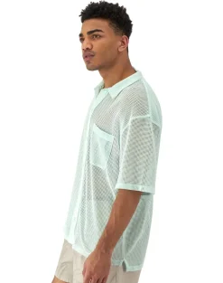 Champion : Mesh Button Down Shirt - Spearmint