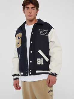 Guess : Ivan Wool Blend Letterman Jacket