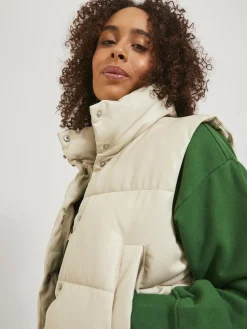 JJXX : Faux Leather Short Puffer Vest