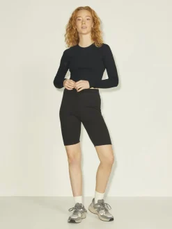 JJXX : Feline Long Sleeve Rib Tee - Black