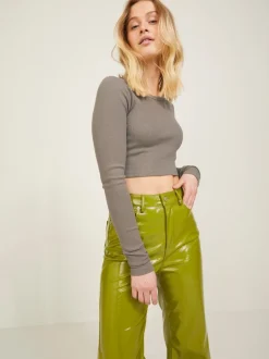 JJXX : Feline Long Sleeve Rib Tee - Morel