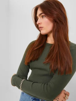 JJXX : Feline Long Sleeve Rib Tee - Rosin