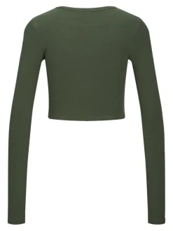 JJXX : Feline Long Sleeve Rib Tee - Black Forest