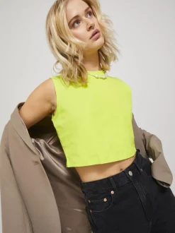 JJXX : Slim Sleeveless Crop Tee - Lime