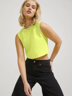 JJXX : Slim Sleeveless Crop Tee - Lime