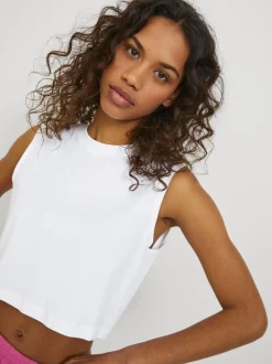 JJXX : Slim Sleeveless Crop Tee - White