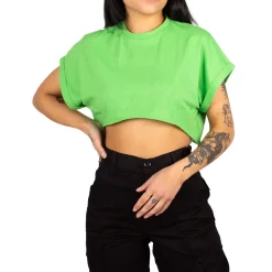 Noisy May : NMNini SS Crop Top - Grass Green