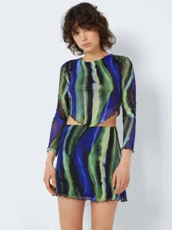 Noisy May : Wave Print Mesh Top