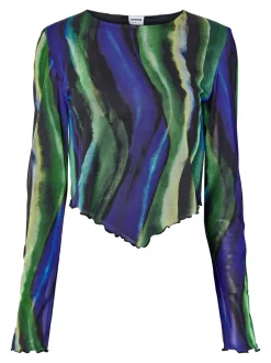 Noisy May : Wave Print Mesh Top