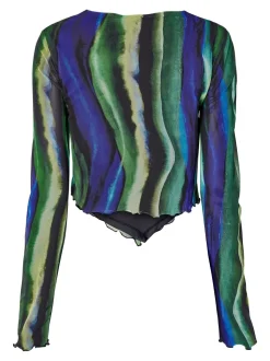 Noisy May : Wave Print Mesh Top