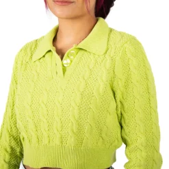 Only : Astrid L/S Cropped Polo Knit - Yellow Plum