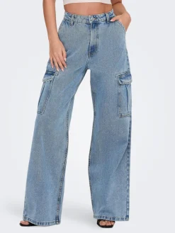 Only : Highwaist Wide Cargo Denim