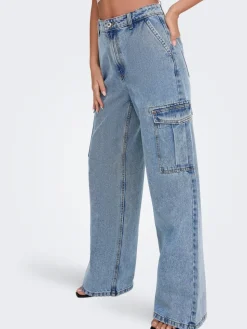 Only : Highwaist Wide Cargo Denim