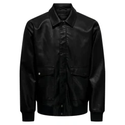 Only & Sons : Collar Faux Leather Jacket