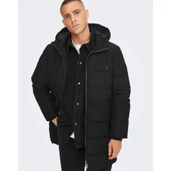 Only & Sons : Melvin Life Long Hooded Puffer Coat