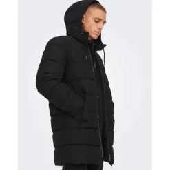 Only & Sons : Melvin Life Long Hooded Puffer Coat