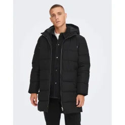 Only & Sons : Melvin Life Long Hooded Puffer Coat