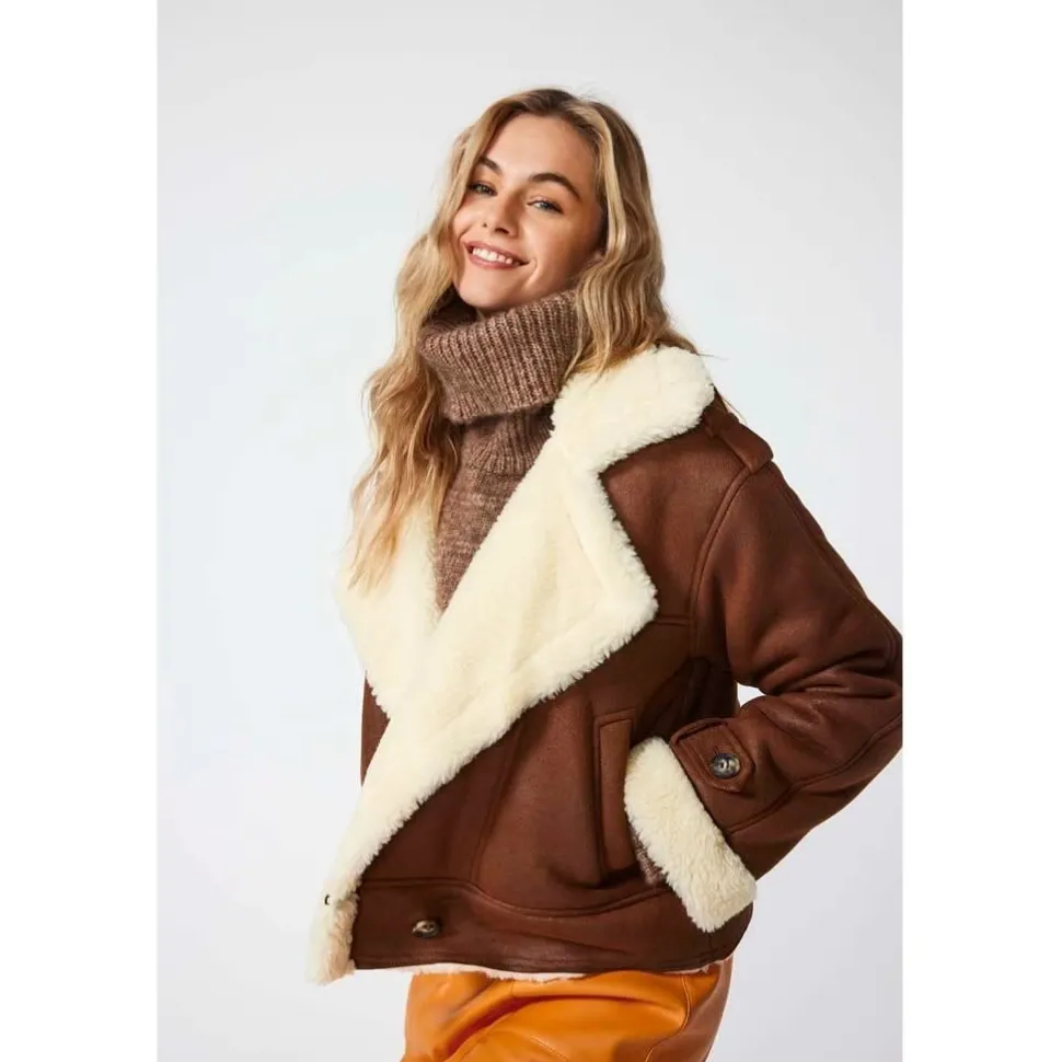 Only : Sueded Cropped Aviator Jacket
