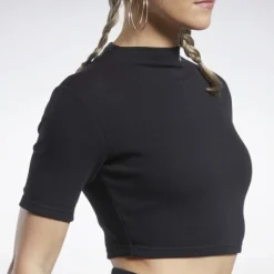 Reebok : SS Rib Mock Neck Crop Top