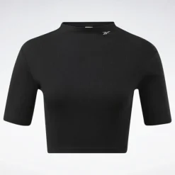 Reebok : SS Rib Mock Neck Crop Top