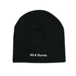 40's & Shorties : Text Logo Skull Beanie - Black
