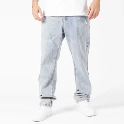 WLKN : Distressed Logo Loose Fit Denim Pants