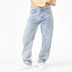 WLKN : Distressed Logo Loose Fit Denim Pants