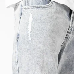 WLKN : Distressed Logo Loose Fit Denim Pants
